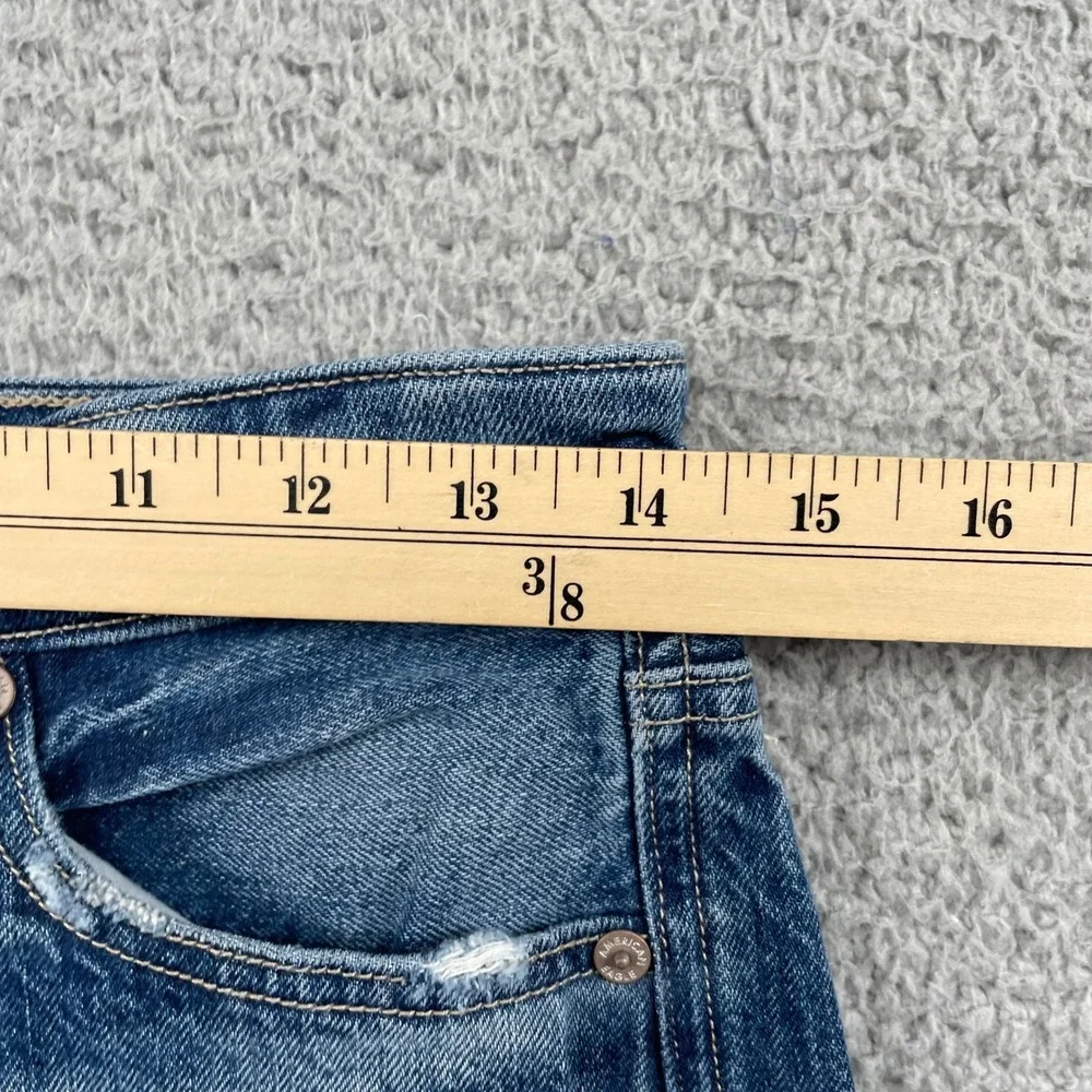American Eagle Jeans Womens 2 Blue Baggy Wide Leg Super High Rise Distressed